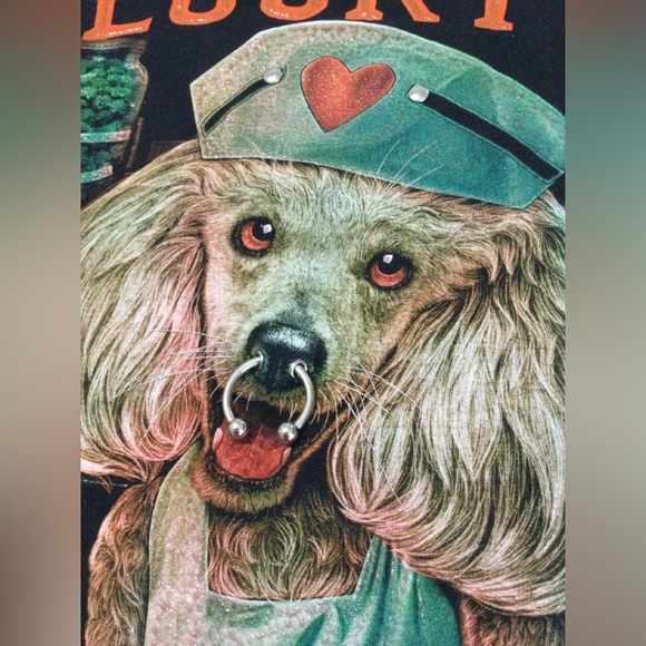 Rare Vintage Caballo Lucky’s Poodle w/ Real Nose Ring Tee Size S - Picture 2 of 8